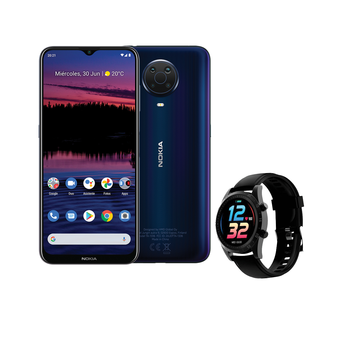 TELEFONO NOKIA G20 NEGRO + SMART WATCH ORAIMO OSW-20 BLACK