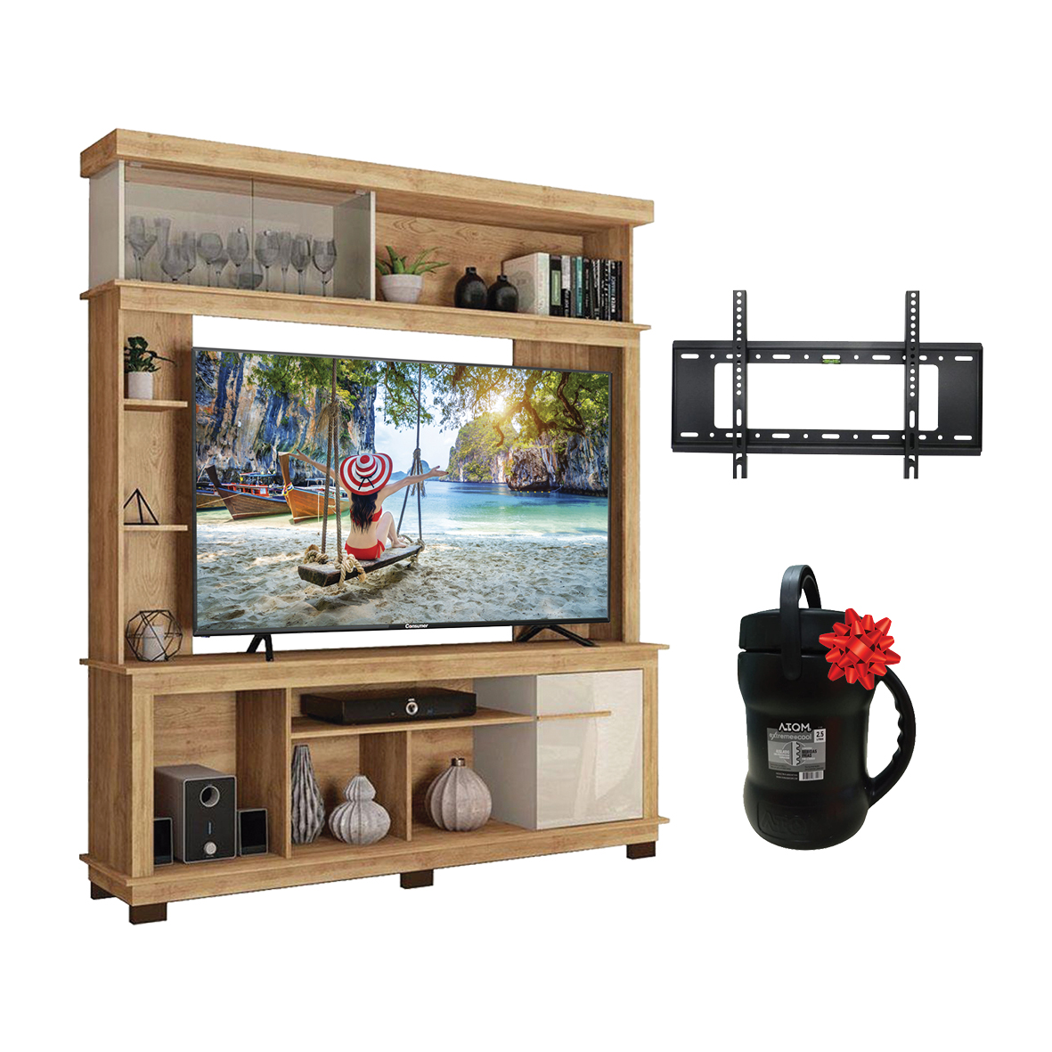 TELEVISOR CONSUMER 40"  + ESTANTE MOVEL MAX EUFHORIA + TERMO ATOM 2.5 L RDC NEGRO