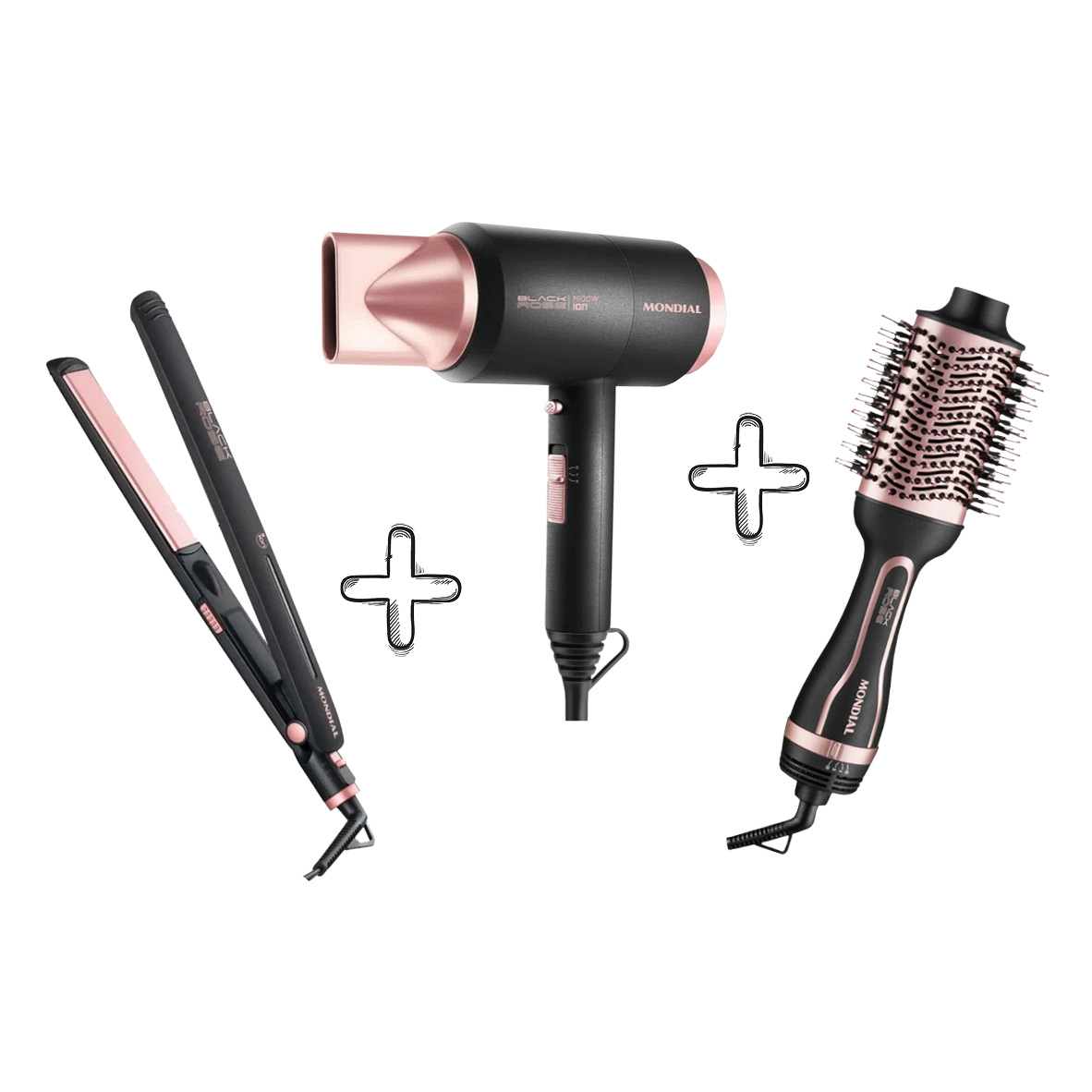 COMBO MONDIAL PLANCHITA P-27 + SECADOR SC-38 + CEPILLO SECADOR EDS-05