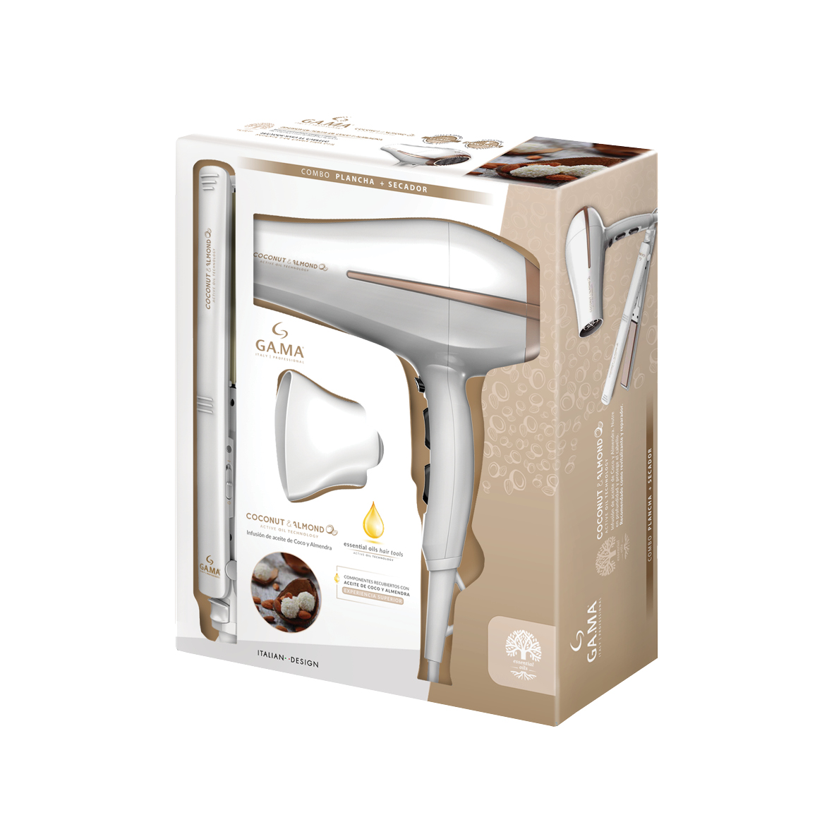 COMBO GAMA SECADOR + PLANCHITA ELEGANCE COCO Y ALMEND 928-3671