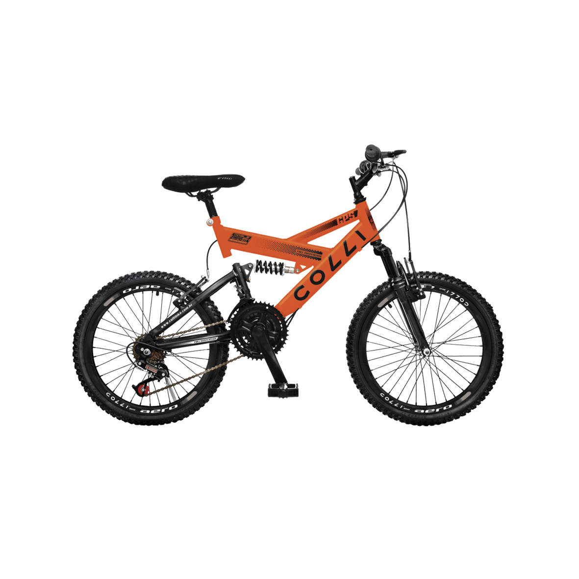 BICICLETA COLLI SUSP. ARO 20 21M 310-12D M/NARANJA-NEON