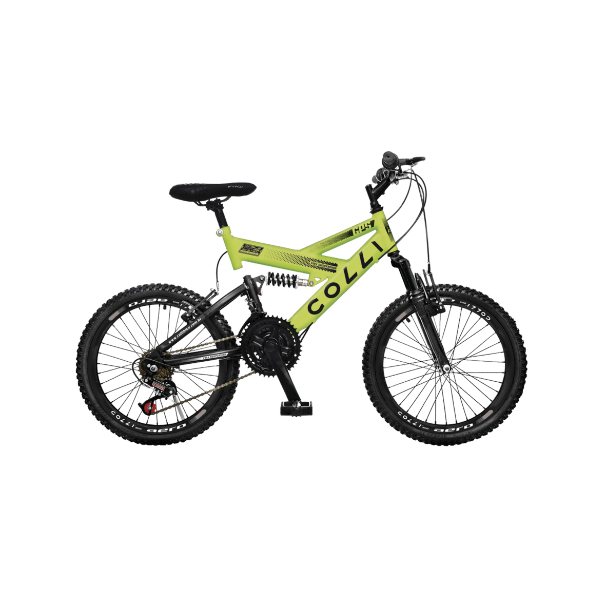 BICICLETA COLLI SUSP. ARO 20 310-13D 21M M/AMARIL-NEON