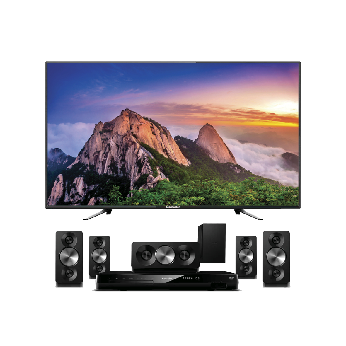 TELEVISOR CONSUMER 40" SMART + BLU RAY PHILIPS HT5533 IPOD/PHONE