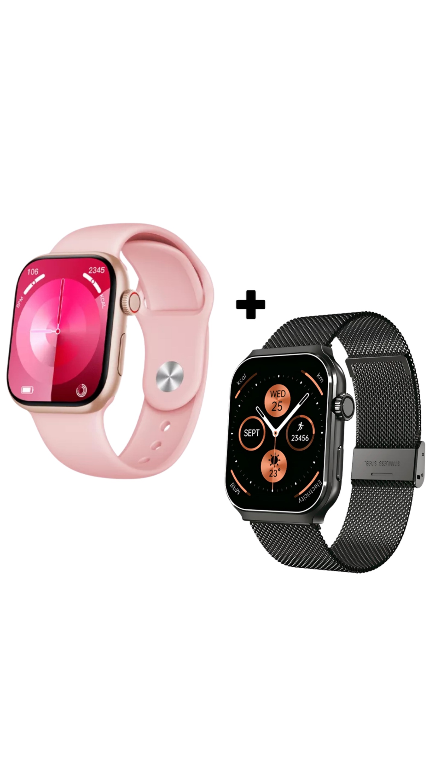 COMBO SMARTWATCH FTX 48MM ROSE + SMARTWATCH FTX 50MM NEGRO