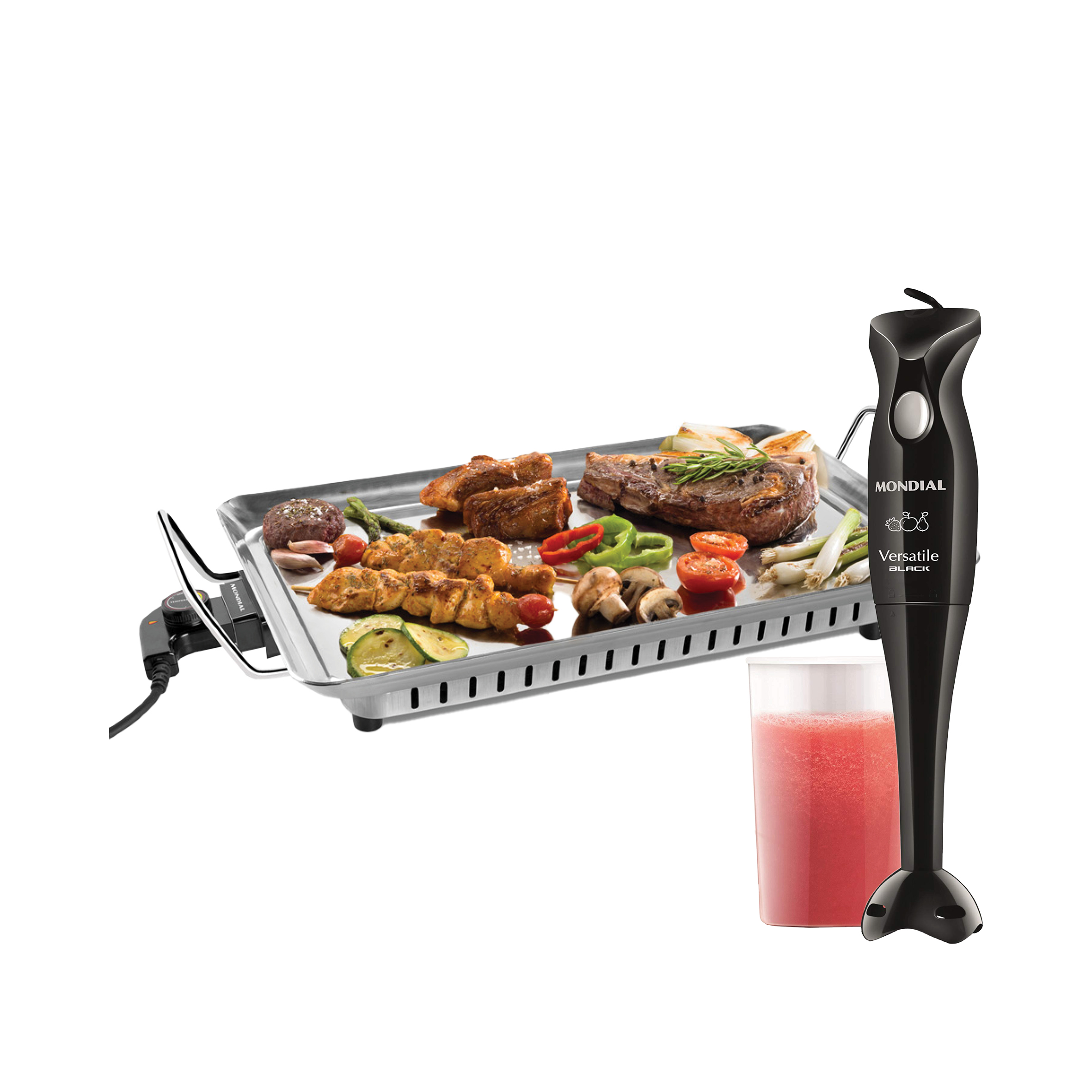 PLANCHA DE ASAR MONDIAL INOX CHEF + REGALO MIXER MONDIAL M-08