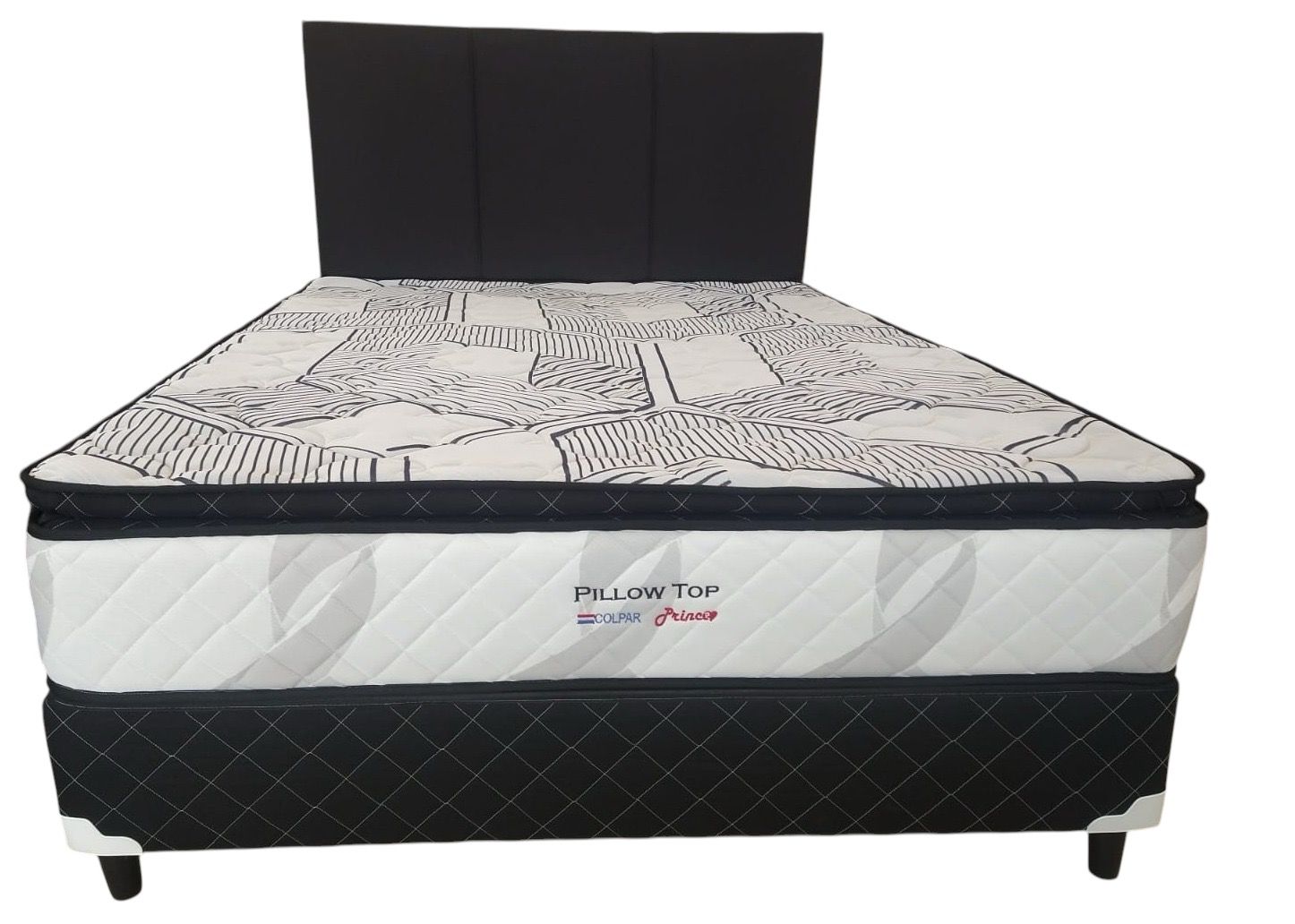 SOMMIER COMPLETO PRINCE PILLOW TOP 1.40X1.90 NEGRO
