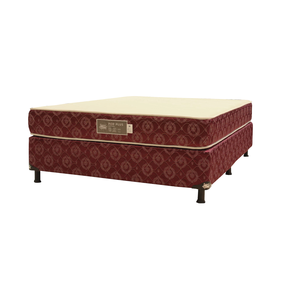 SOMIER BASE Y COLCHON COMBINADO 1.40X1.90 BORDO