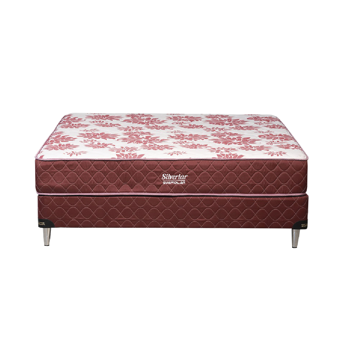 BASE + COLCHON SUEÑOLAR SILVERLAR 1.60X2.00 BORDO