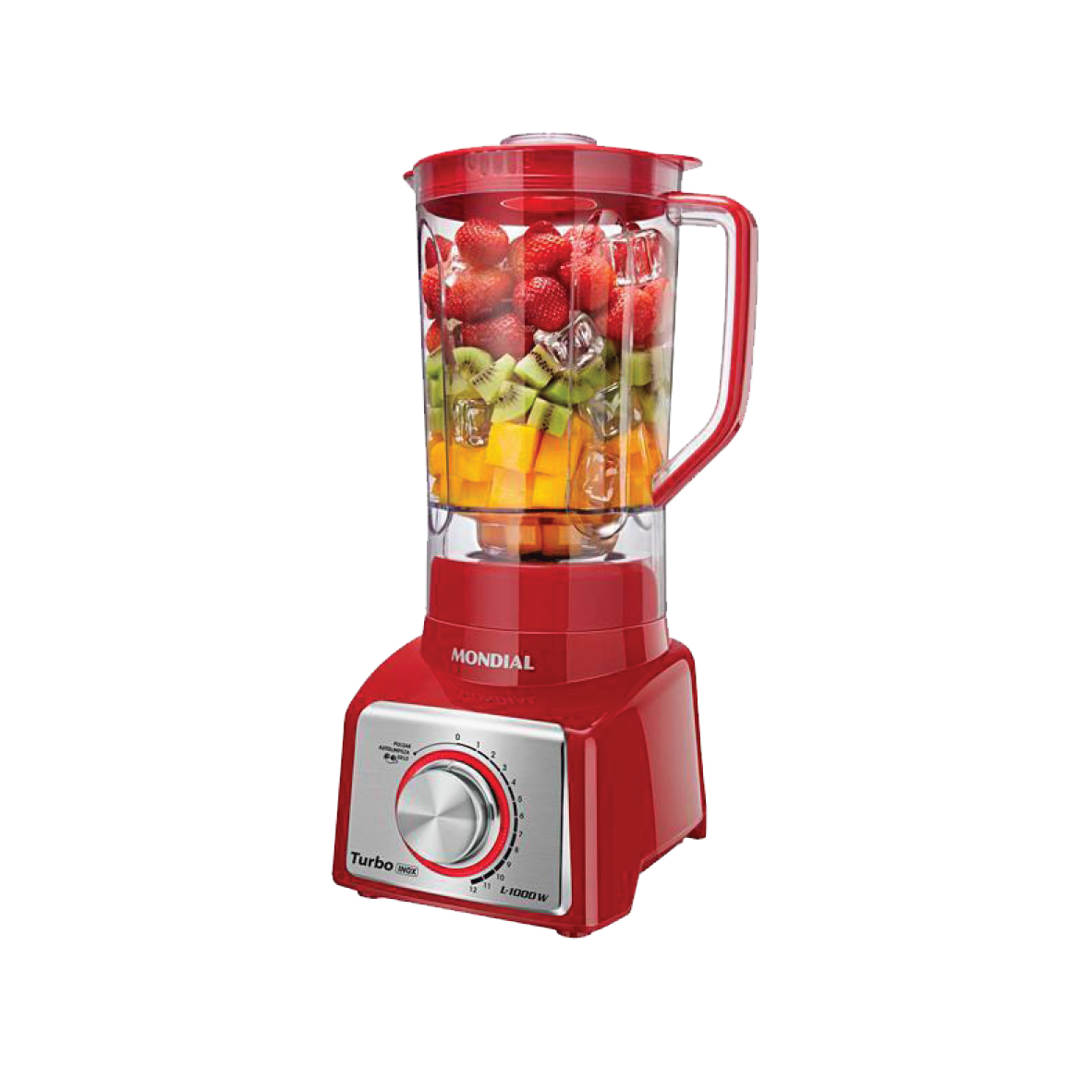 LICUADORA MONDIAL TURBO INOX  ROJO L-1000RI
