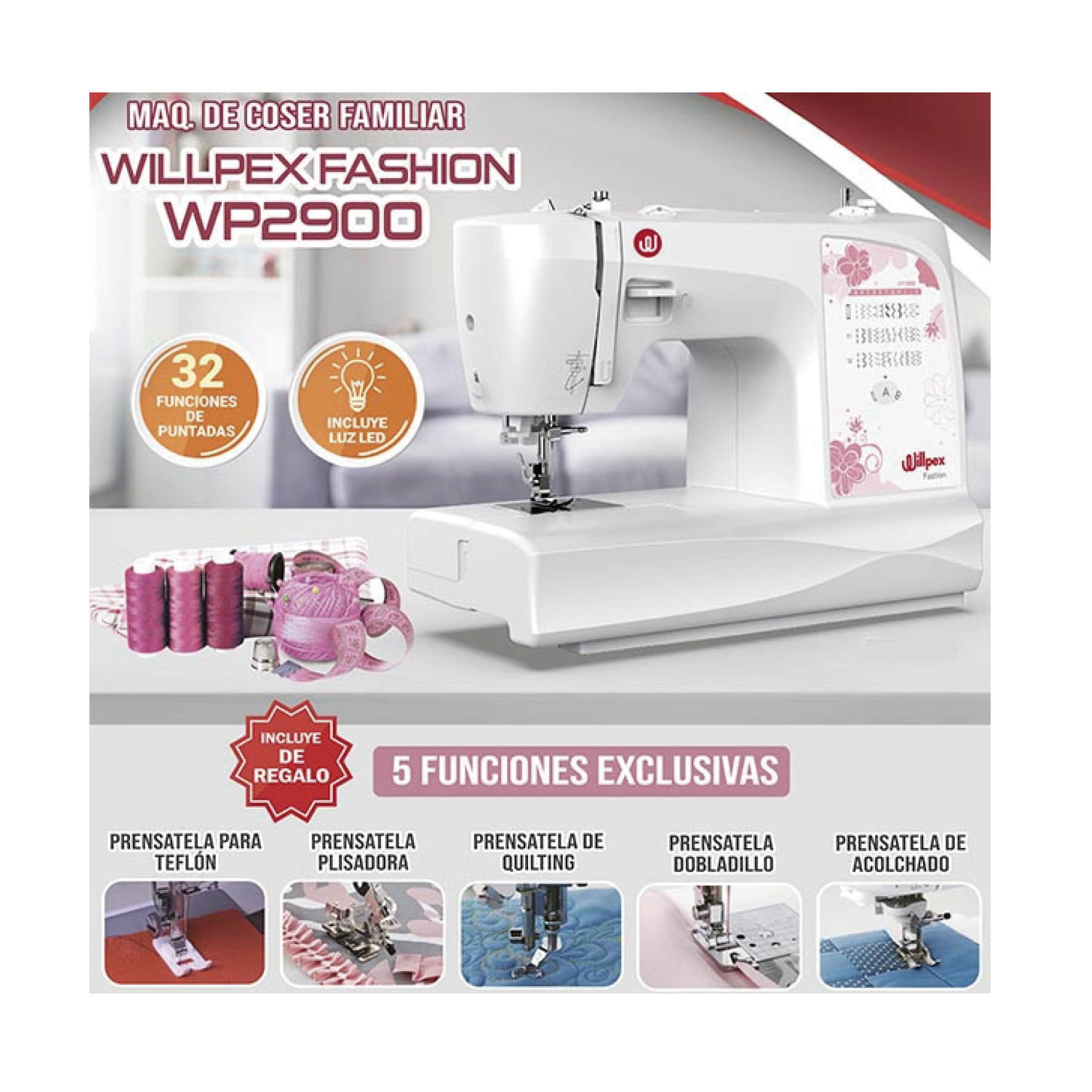 MAQUINA COSER WILLPEX WP2900 FLIAR.