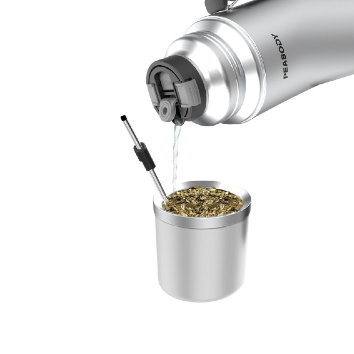 TERMO PEABODY PE-ET1000S ELECTRICO SILVER + REGALO YERBA MATE
