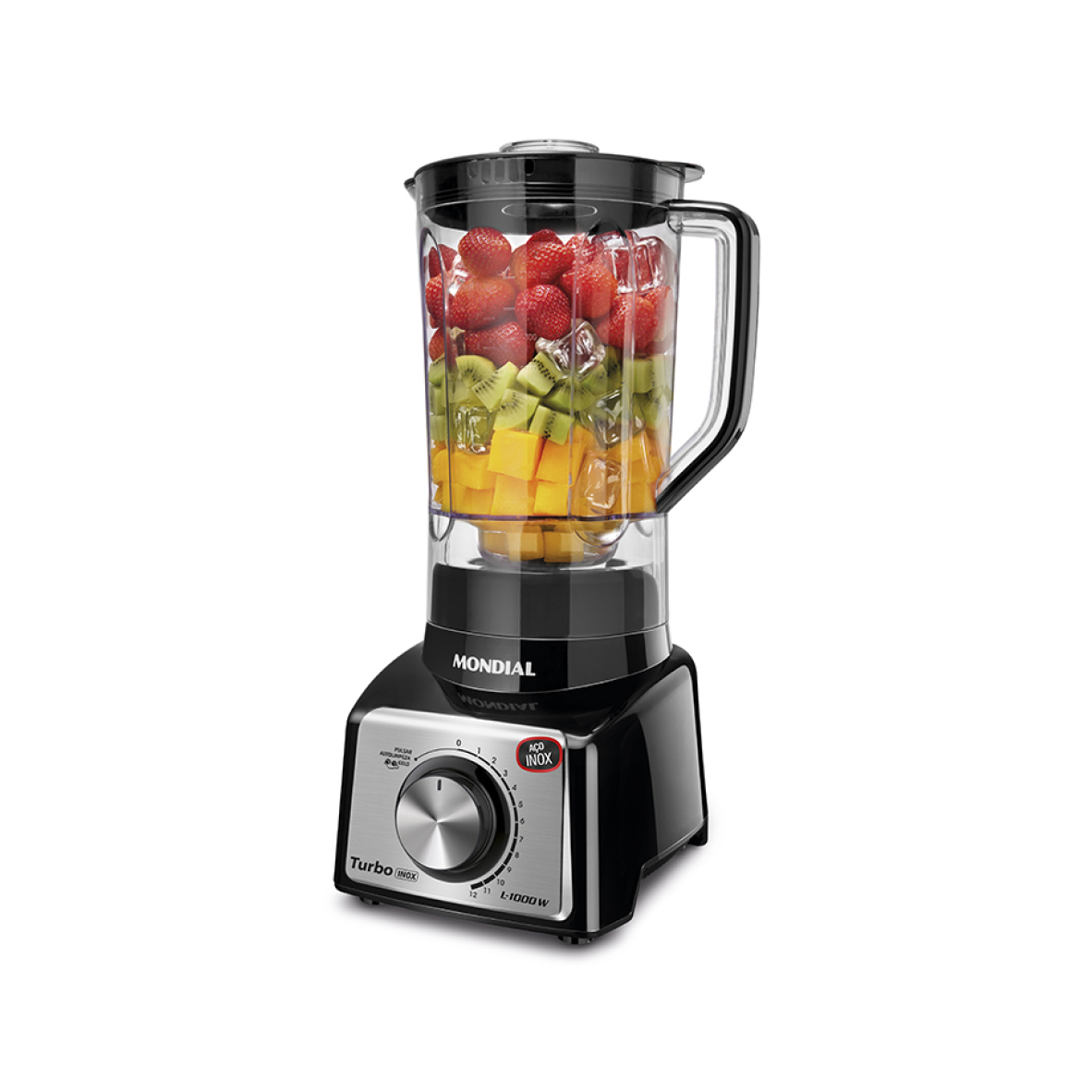 LICUADORA MONDIAL TURBO INOX NEGRO L-1000