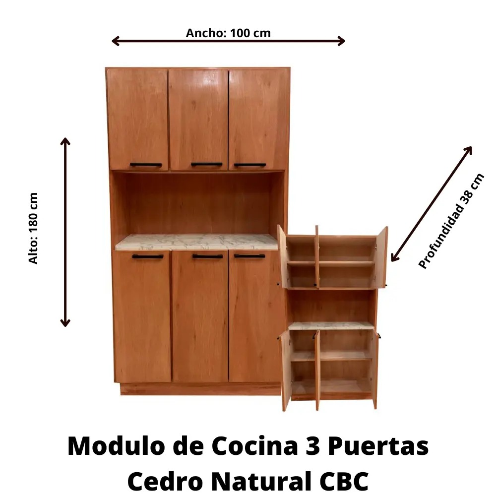 MODULO DE COCINA CBC 3 PUERTAS CEDRO NATURAL