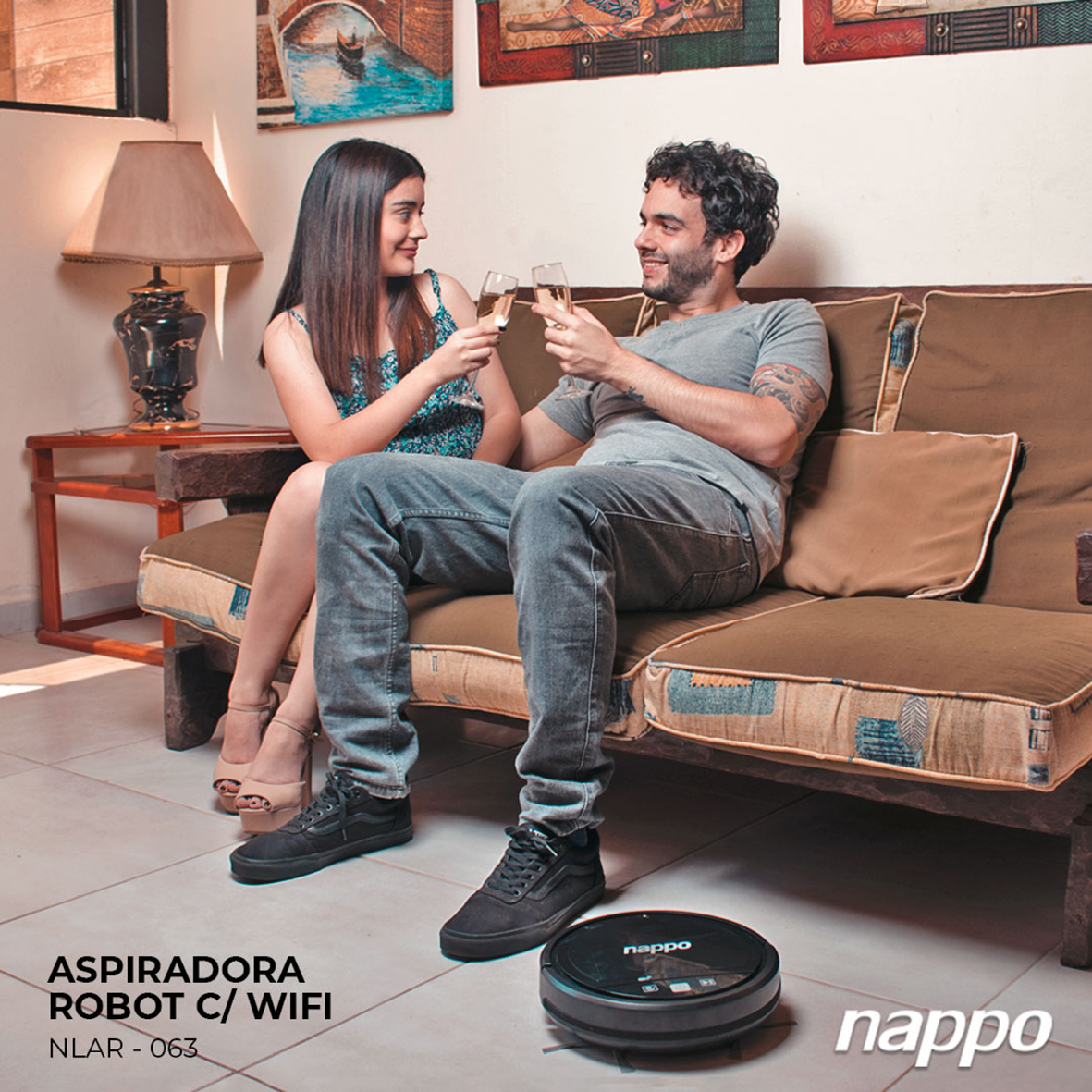 ASPIRADORA NAPPO ROBOT WIFI NLAR-063 NEGRO