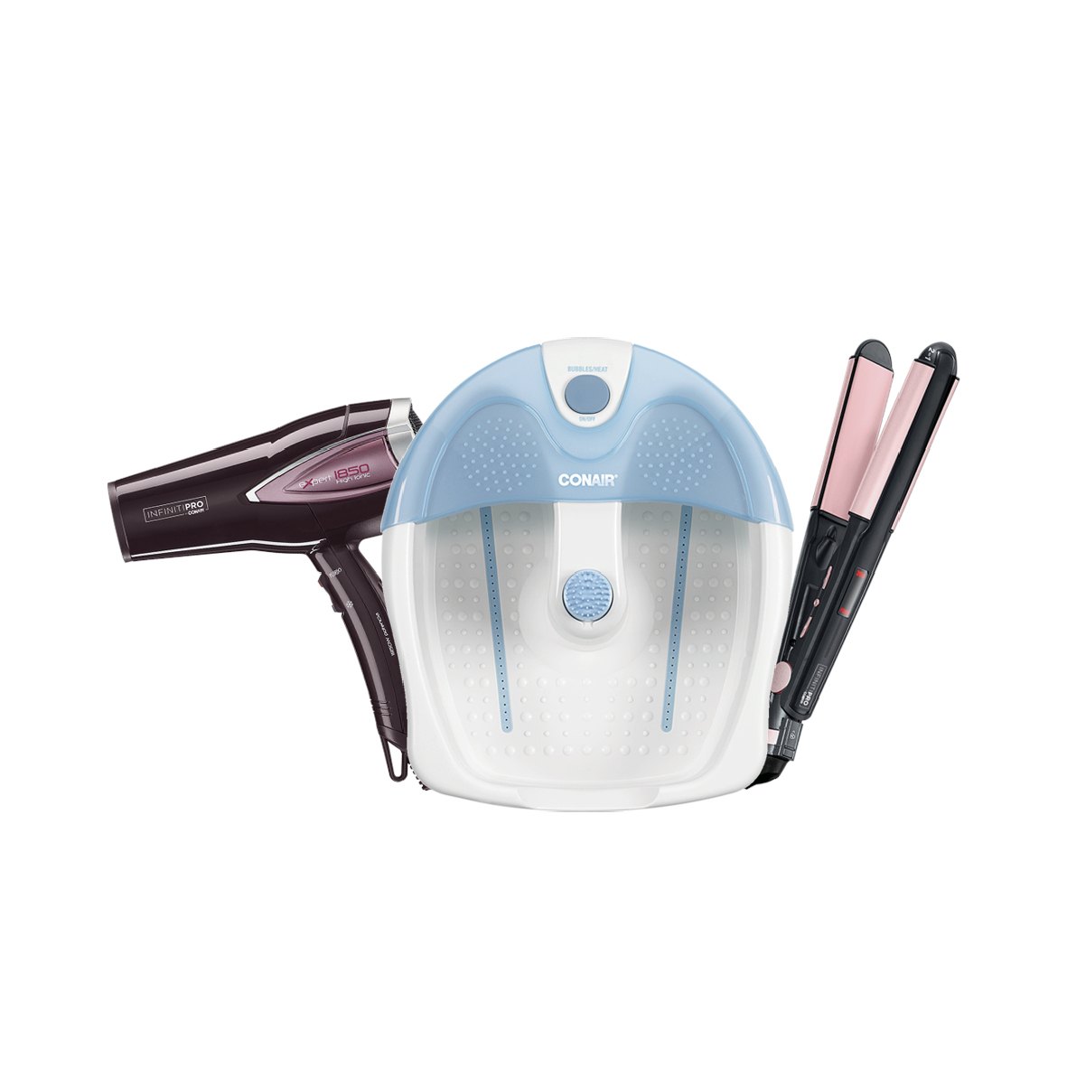 COMBO CONAIR MASAJEADOR+PLANCHITA+SECADOR
