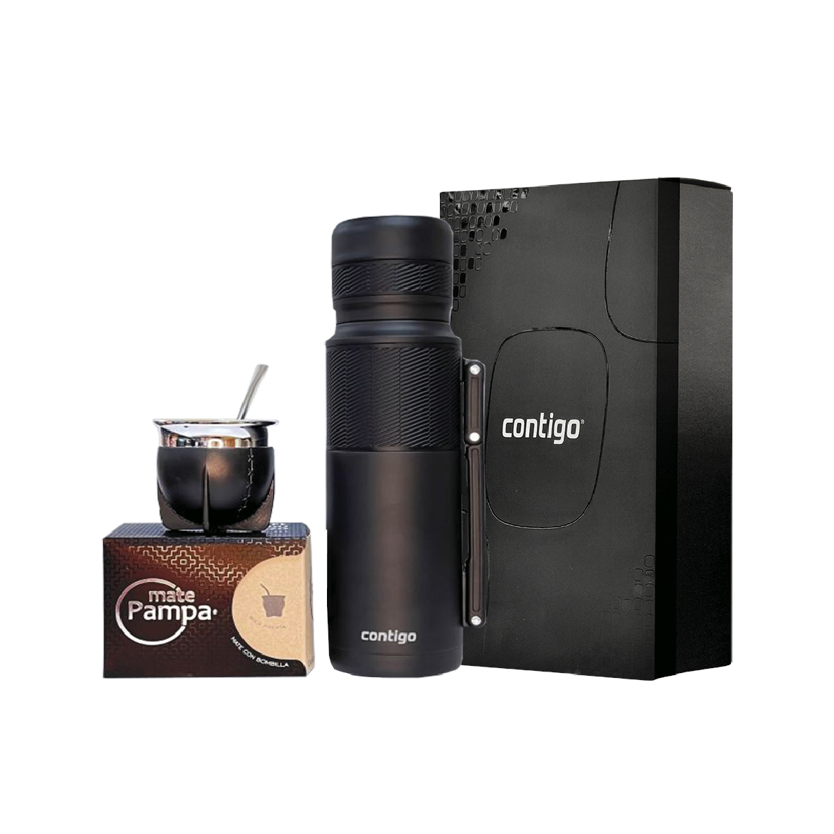 COMBO MATERO CONTIGO NEGRO MATE+CAJA DE REGALO