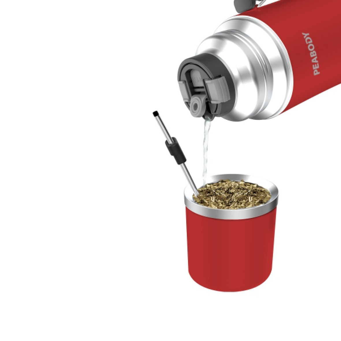 TERMO PEABODY PE-ET1000R ELECTRICO ROJO + REGALO YERBA MATE