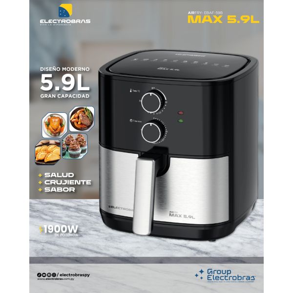 AIR FRYER ELECTROBRAS MAX 5.9L NEGRO
