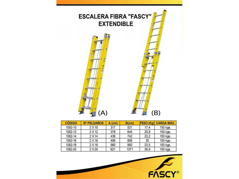 ESCALERA FASCY FIBRA 2X12 EXT. 6.5M  1062-12