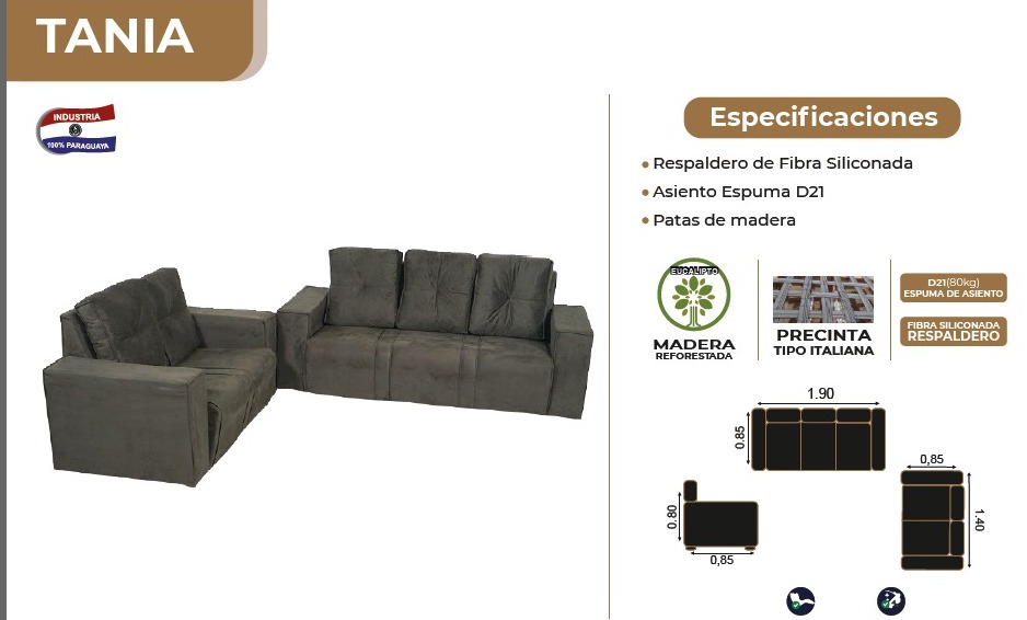 SOFA CONFORT TANIA 3-2 NEGRO