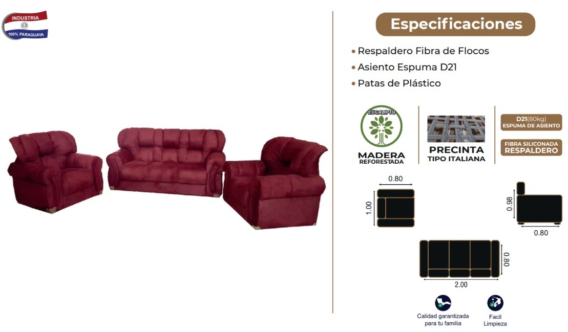 SOFA CONFORT VALENCIA 3x1x1 ROJO