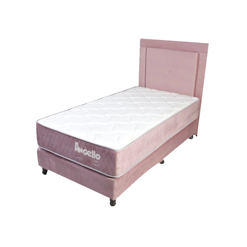 SOMIER + CABECERA INMAPOL ANGELLO STAR 1.00 X 1.90 ROSA