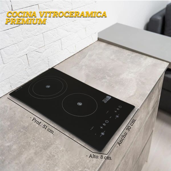 COCINA JAM 2H VITROCERAMICA MOD.400VC 2 QUEMADORES TACTIL PREMIUM