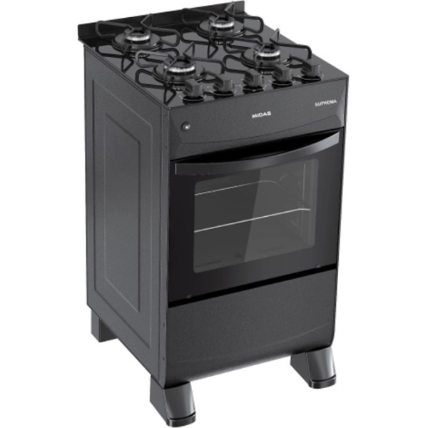 COCINA MIDAS A GAS 4H SUPREMA VIDRIO TEMPLADO NEGRO
