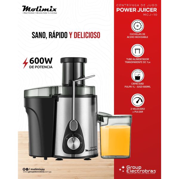 JUGUERA l EXTRACTOR DE JUGO MOLIMIX POWER JUICER 600W MCJ-10