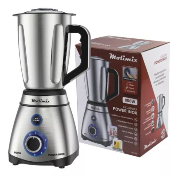 LICUADORA MOLIMIX POWER INOX JARRA DE INOX 1.5L 800W MLI-800