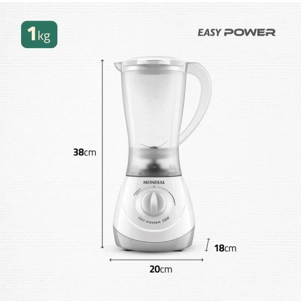 LICUADORA MONDIAL EASY POWER BLANCO L-550W 2V