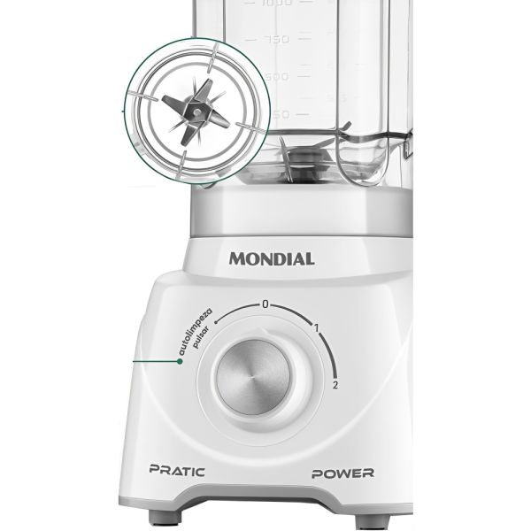 LICUADORA MONDIAL PRATIC BLANCO 2V 2.2L  L-97