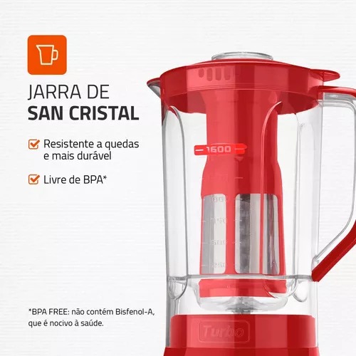 LICUADORA MONDIAL TURBO POWER ROJO 3V 2.2L L-99FR