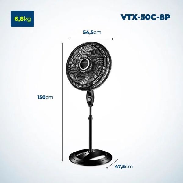 VENTILADOR MONDIAL MAXIPOWER 8AL VTX-50C-8P PIE