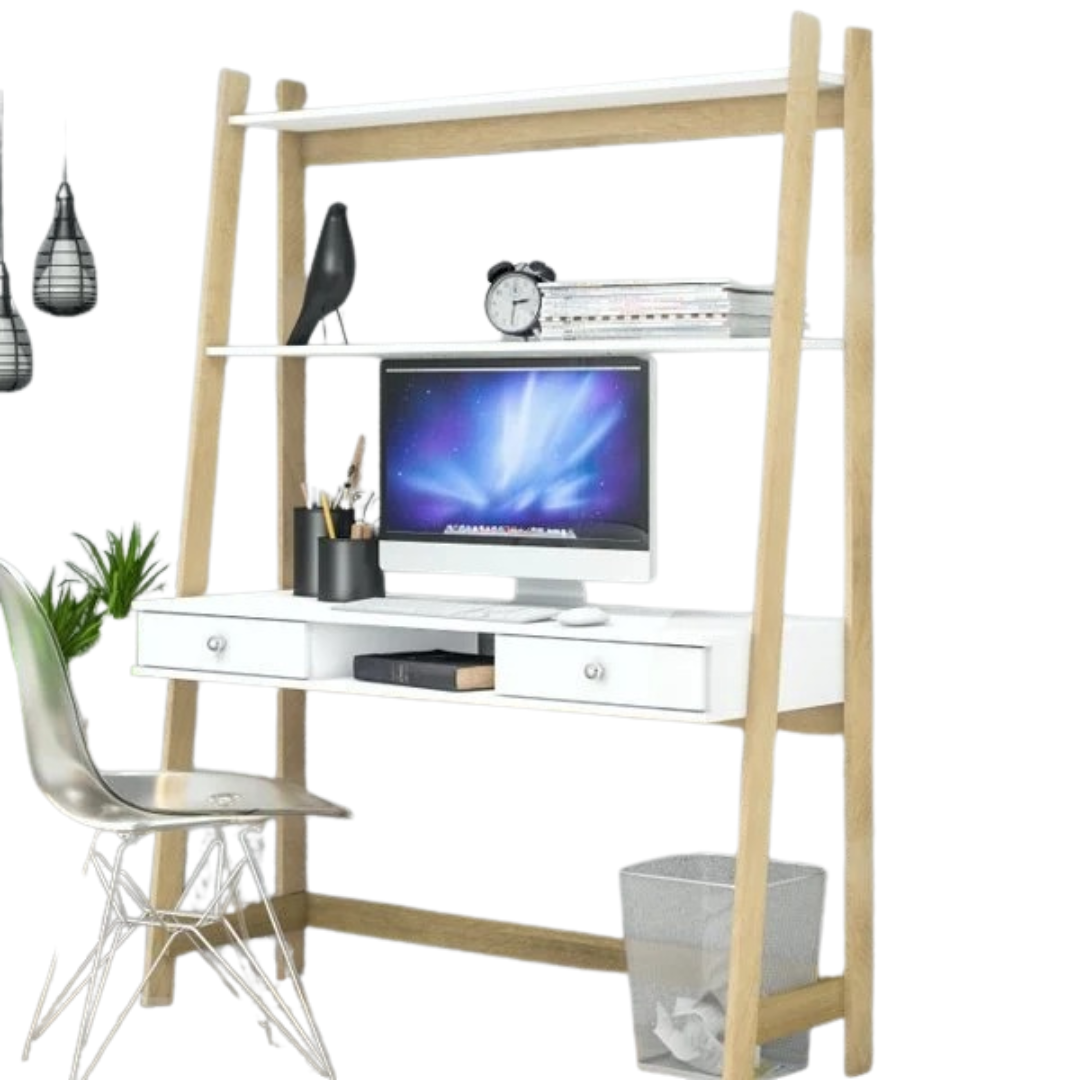 MESA ESTANTE OFFICE MOVELMAX RT3098 BL/NATURE FERIA