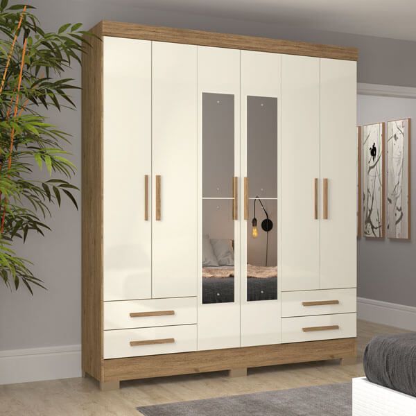 ROPERO MOVEL ROMA 6P NOGAL/OFF WHITE FERIA