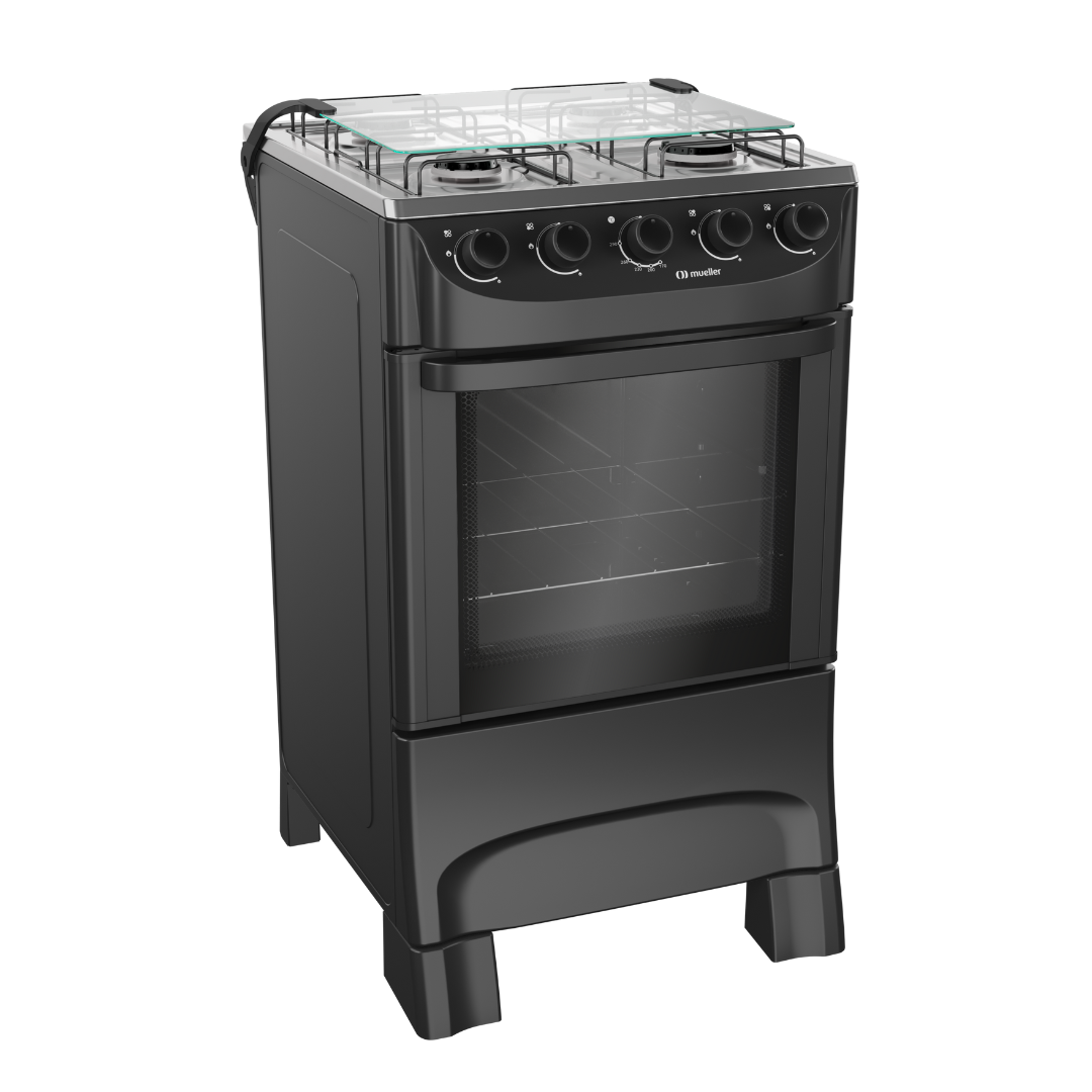 COCINA MUELLER MODERATTO 4H NEGRO SIN CAL.