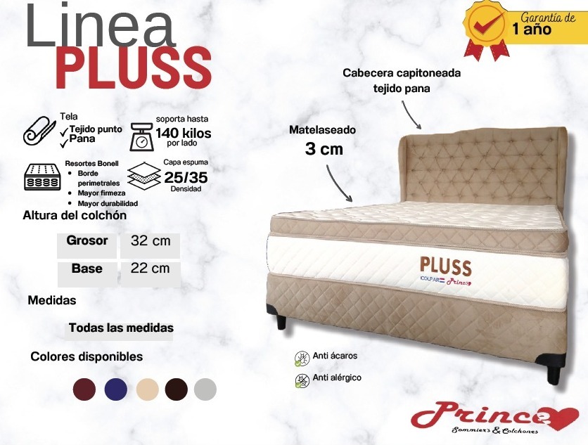 SOMIER PRINCE PLUS NEW 1.60X2.00 COMPLETO BEIGE